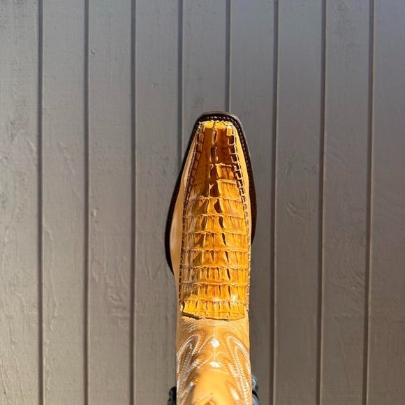#62 Chameleon x Cocodrile Tail Design Western Boot Color Orange main image 4